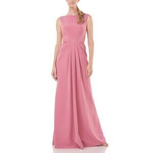 Kay Unger New York Womens Formal Gown Size 8 Pink Sleeveless Draped Maxi Dress